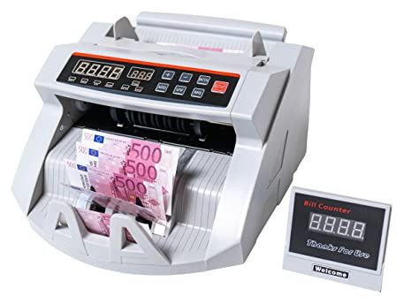 Agellic Geldzählmaschine Scheine & Geldscheinprüfer | 3-fache Falschgeldprüfung, 1000 Scheine pro Min | Banknotenprüfer & Geldprüfgerät | Inkl. Falschgeld Prüfer Stift & Batch-Funktion