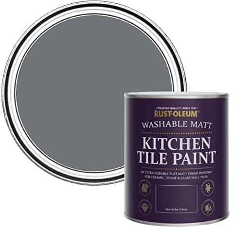Rust-Oleum abwaschbare Küchenfliesenlack in dunkelgrau mit Matt Finish - Marinegrau 750ML