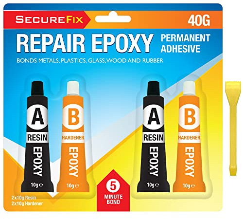 SOL 40g Repair Epoxy Permanent Adhesive – 20g Epoxy Glue & 20g Hardener – Super Adhesive for Metal, Glass, Ceramic & Wood – Multi-Surface Repair Resin for Strong Bonding