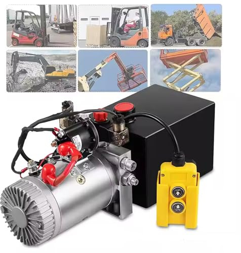 6/8/10 Quart 12V Hydraulikpumpe Doppeltwirkend Aggregat für LKW Anhänger, Schneller Start, Schnelle Ölabgabe (8L)