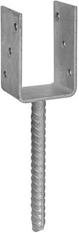 Heavy Duty Galvanised (U Shape with Pin) Post Fence Foot Anchors CONCRETING 71mm-2.8 Silver