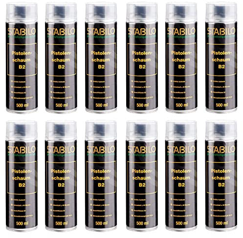 12x Pistolenschaum B2-500ml erhöhte Ausbeute | Bauschaum, PU Schaum, Füll- und Dämmschaum | 12 Stück