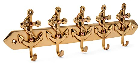 NKlaus Schlüsselhaken schlüsselhaken messing, Gold; Messing, 7 cm, 1 Stück | maritim; Anker; Gewicht: 190g; Länge: 25cm; Höhe: 7cm; 25 x 7 cm; 190g; 25cm; 7cm; 3,9mm; schlüsselbrett messing