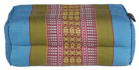 Yoga and Meditation Cushion in Natural Kapok – Blue Majorelle Green – Optimal Comfort, Aligned Posture, Reinforced Seams – Lightweight, Compact and Easy to Carry – Ideal Zazen and Full