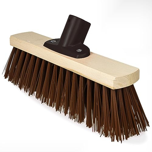 30,5 cm großer Besenkopf aus Holz mit steifem Bassine-Naturborsten-Bürste – Gartenbesen Outdoor für Hofbürste Kehren – Holzbürstenkopf mit passender Besenstielhalterung