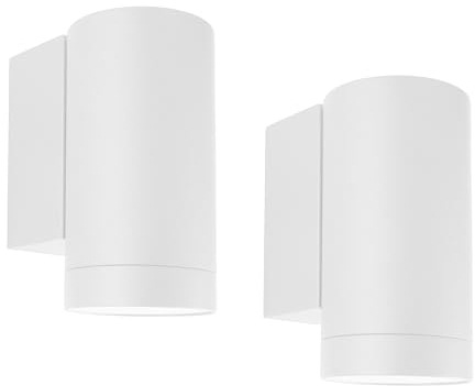 Klighten 2 pcs Outdoor Wall Lights IP65, Outside Down Lights, Exterior Wall Lighting Aluminum Modern Wall Lamp for Garden Entrance Terraces Corridor, Socket GU10, Bulbs not Included, White