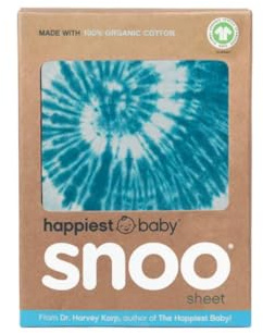 Happiest Baby SNOO spjälsängs dra-på-lakan – 100 % ekologisk bomull barnkammare sängkläder – passar SNOO sovmadrass (batikfärgat blå)