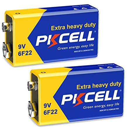 PKCELL 9V Batterie, Blockbatterie, 6F22 Batterien für Rauchmelder, Radio-Kamera, Spielzeug, 2 Stück