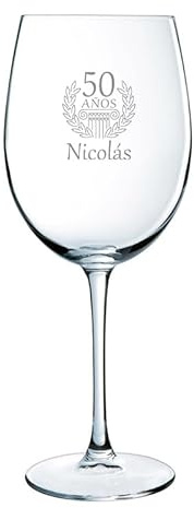 CALLE DEL REGALO Copas de vino grabadas con nombres y texto (Copa de vino corona de laurel)
