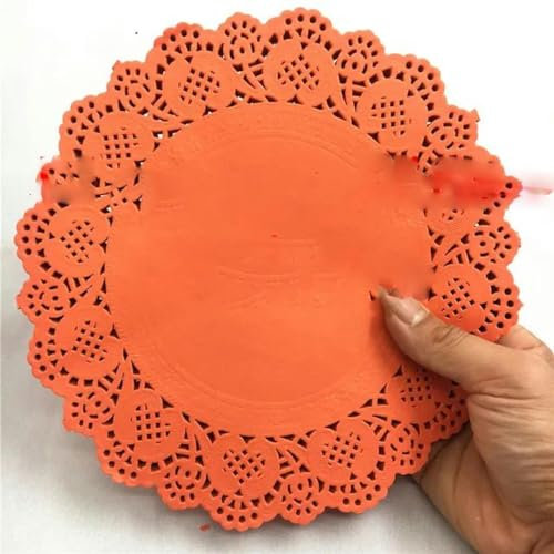 20 pezzi 8,5 pollici oro rosa blu rosso rotondo diametro 215 mm centrini di carta pizzo tovaglietta per la decorazione della festa nuziale di Natale-arancione 20 pezzi-rotondi