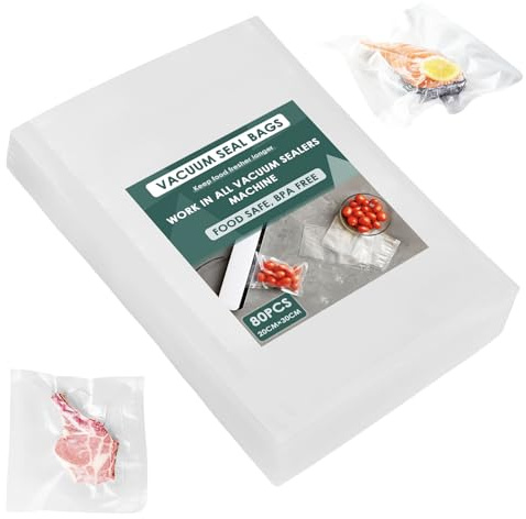 tekenewbse Bolsas Envasar al Vacio Alimentos, 80 Bolsa para Envasar de Vacío 30 cm × 20 cm, Bolsas Envasado al Vacio para Todo Tipo de Envasadora Doméstica, Conservación Alimentos y Sous Boilable