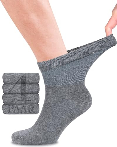 Fiera Besa Calcetines diabéticos para hombre con cintura cómoda sin cintura elástica, tobillo, calcetines diabéticos sin goma y sin costuras, gris mezclado, 43-46