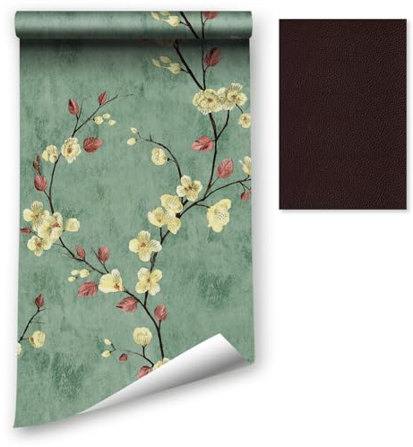 LZH-LP Carta da Parati Stacca e Incolla, 44.5x400CM Floreale a Contatto Carta da parati Autoadesiva per Uccelli Pellicola in Vinile Rimovibile