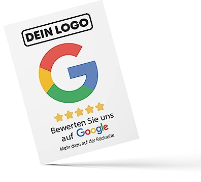 bewertly DIN A6 Google Bewertungskarte – QR-Code für sofortiges Feedback, Personalisierbar mit Logo, Hochwertig (100)