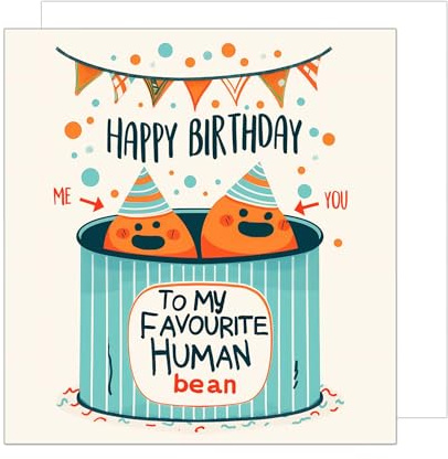 Edition Seidel Premium quadratische Geburtstagskarte mit Umschlag. Glückwunschkarte mit Spruch Happy Birthday Billet Karte für Mann Frau Kids Mädchen Junge Bean Humor (GQ254 SW024)