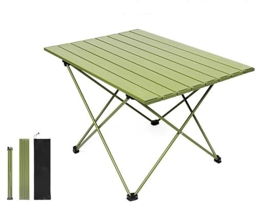 LXYDPZ Tragbarer Campingtisch, Leichter Klapptisch, tragbarer Campingtisch mit Netzschicht (Größe: mittelschwarz) (großes Grün)