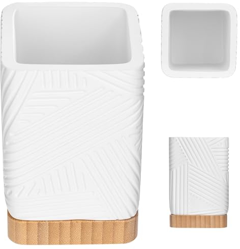 KADAX Portaspazzolino da bagno Portaspazzolino per spazzolino da denti e dentifricio, Portaspazzolino decorativo, moderno tazza da bagno (bianco quadrato)