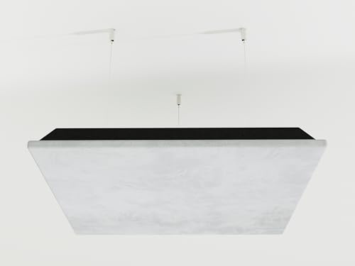 2er-Pack – Abgehängtes Decken-Akustikpaneel aus Samtstoff „Cinematic-C“ mit Befestigungsset | Dekorative Akustiklösung (Wolken-Design) | Dekorative Schallabsorption | [Panel 50 x 50 x 5 cm | Weiß]