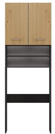 Ibonto Waschmaschinenumbauschrank Badezimmerschrank Über Waschmaschine - Hochschrank mit Regalen (ANTHRAZIT/Artisan Eiche)
