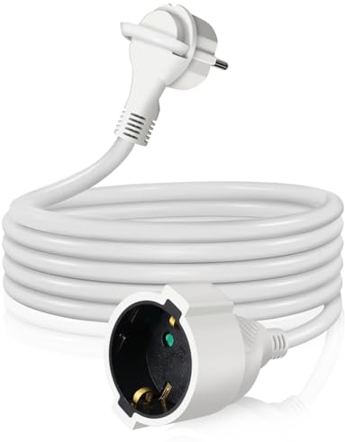 EXTRASTAR Verlängerungskabel 2m mit Flachstecker, Verlängerungskabel Flach für innen, mit Kinderschutz Stecker, 16A/250V, 3680W, Weiß