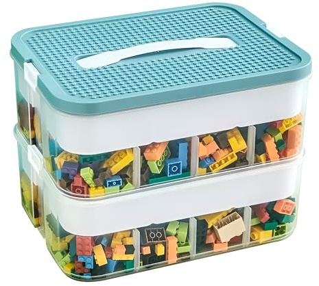 Keyacht Aufbewahrung Box für Lego Aufbewahrungsbox Spielzeugkiste Bausteine Boxen Stapelbar Kinder Spielzeug Kleinteile Sortierkasten Transparent Organizer Box