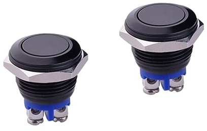 LALADEFIEE 2piezas Interruptor Pulsador Metálico Momentáneo De Instalación Para Automóviles y Circuitos Eléctricos
