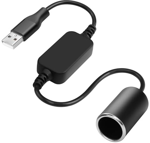 CERRXIAN Cable convertidor de 1 pie USB A macho a 12 V 18 W para encendedor de coche, cable convertidor para cámara de salpicadero, detector de radar, GPS, barras de luz LED de coche y otros