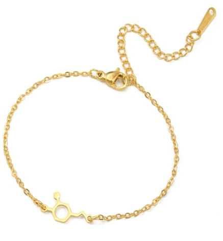TEAMER Pulsera Molécula Dopamina Colgante Ciencia Acero Inoxidable Joyería de Moda Ciencia Química Placer Para Mujeres Hombres (Oro)