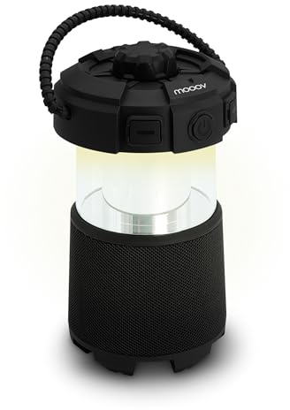 METRONIC 477507 Lampe Enceinte Exterieur Bluetooth - Idéal Jardin, Camping avec sa poignée de Transport, Lumière Led et sa Fonction Musique - Rechargeable USB-C - Noir