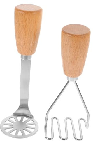 Amosfun 2stücke Teiliges Kartoffelpresse Edelstahl Mit Holzgriff Vielseitiger Gemüse Babynahrungsstampfer Komfortabel Stabil Und Einfach Zu Reinigen Für Kartoffelpüree Kürbis Und Karotten