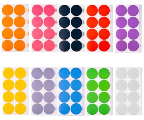 320STK Klebepunkte Bunt, Rund Aufkleber Farbige Klebepunkte Punkte Aufkleber Runde Etiketten Wiederverwendbare Stickers Markierungspunkte Selbstklebend für Schule Büro Basteln (5cm)