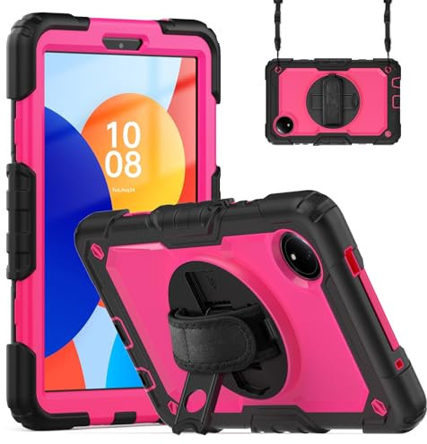 Custodia protettiva per tablet Compatibile con la custodia Xiaomi Redmi Pad SE 8.7/Redmi Pad SE 4G 2024 con protezione schermo, [Cavalletto] [Tracolla] Custodia robusta antiurto, girevole a 360°, cint