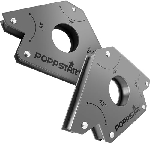 Poppstar Aimant soudeur (angle de soudage, force d'adhérence 34 kg - 45/90/135°), lot de 2, gris