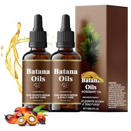 2 Stück Bio Batana Öl für Haarwachstum, 100% Natürliches Kaltgepresst Batanaöl für Dickeres Volleres Haar Gegen Haarausfall, Batana Oil Hair Treatment Conditioner für Dünnes Kaputtes Trockenes Haar