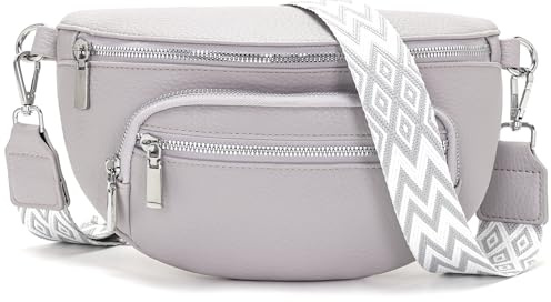 Sasrymnl kleine bauchtasche damen Hellgrau umhängetasche damen klein gürteltasche Veganes Leder brusttasche handtasche crossbody bag