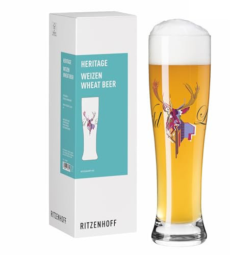 RITZENHOFF 8061001 - Vaso de cerveza de trigo (500 ml, serie Heritage, con diseño de ciervo, fabricado en Alemania)