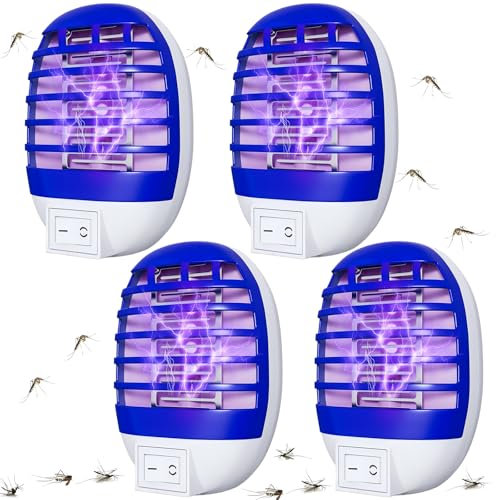 Lampada Antizanzare Elettrica, 4 Pezzi UV Anti Trappola per Mosche,Insetticida elettrica,Zanzariera elettrica per zanzare, insetti elettrici, Insetti Zanzare, per camera da letto,interni,giardino