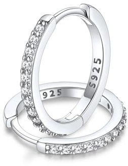 FaithHeart Damen Ohrringe Silber 925 Creolen Mädchen Ohrstecker Zirkonia Helix Piercings 6MM/8MM/10MM/12MM Piercing Ohr Hängeohrringe Ohrschmuck für Geburtstag