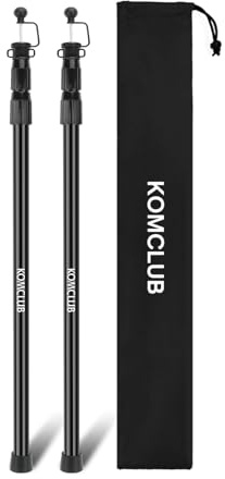 KOMCLUB Tent Tarp Pole Telescoping Adjustable Tarp Poles 3 Section 82 Heavy Duty Canopy Glass Fibre Adjustable Camping Tarp Poles of 2 Pack for Shelter, Hammock Rain Fly, Awning
