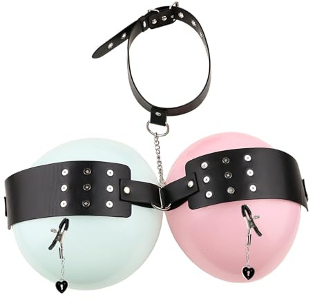 Kutocesy Kit BDSM con Corsé de Cuero Ajustable y Pinzas para Pezones, Arnés Sexual de Bondage Gótico Punk, Juguetes SM para Juegos de Rol en Pareja (Y8105)