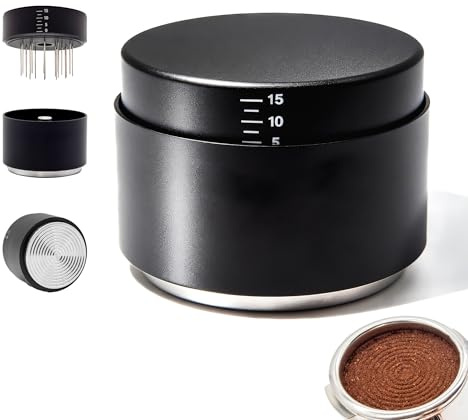 Kybelehoo 3-i-1 espressotillbehör 58 mm rostfritt stål | WDT-verktyg med kaffefördelare och tamper | kaffetillbehörsset kompatibelt med universella 58 mm handtag för espressomaskiner