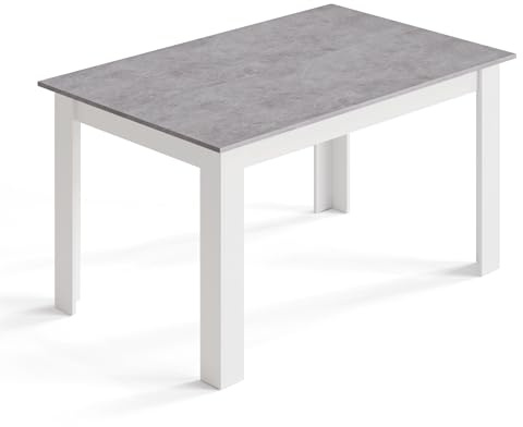 Mondeer Esstisch Holz, Küchentisch für 4-6 Personen,W138 x D90 x H75 cm | Minimalistisches Design, Einfach zu Montieren,Holztisch für Küche Esszimmer Wohnzimmer, Weiß und Grau