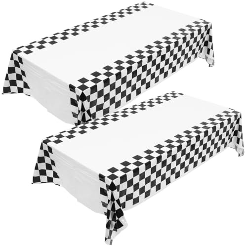 Amosfun Nappe À Carreaux Jetable 2 PièCes Noir Et Blanc pour Table Rectangulaire 70.87X42.52In DéCoration De Table À DîNer ThèMe Course FêTe Anniversaire Facile À Ranger