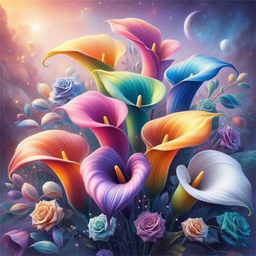 Puzzle 500 Teile für Erwachsene, Farbige Calla-Lilie 45x45cm Puzzle Erwachsene 500 Teile Lernspiel Herausforderung Spielzeug, Geschicklichkeitsspiel für Die Ganze Familie