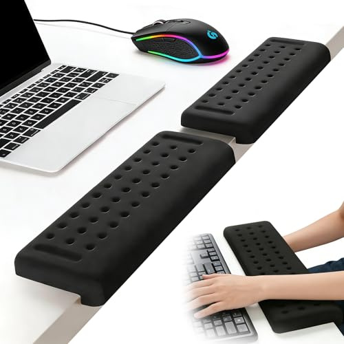 Tbintul 2 Piezas Reposamuñecas para Teclado,Reposamuñecas Ergonomicas de Espuma,Reposa Muñecas para Teclado para Oficina Computadora Juegos(Negro)