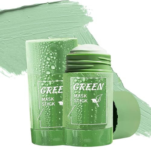 2 Piezas Green Mask Stick de Té Verde, Mascarilla Facial en Barra para Puntos Negros y Poros, Green Tea Cleansing Mask de Arcilla Verde, Limpiador Facial Profundo, Control de Grasa e Hidratante