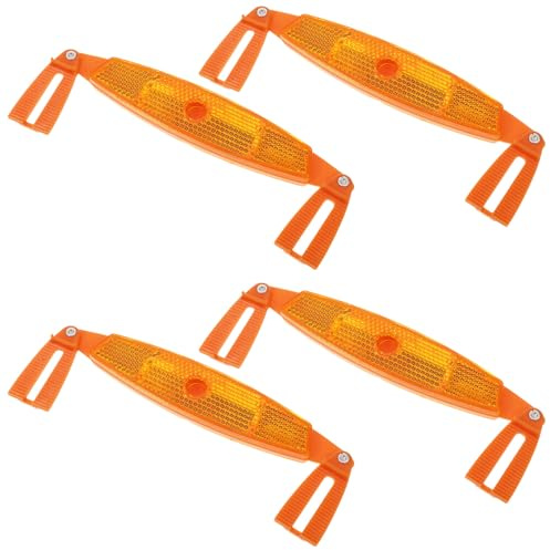 DECHOUS 4pcs Orange Plastic Bike Wheel Reflectors Spoke Strips with Screws, Large Foldable Reflective Warning Strips for Mountain, Road, and Motorcycle Wheels, Night Riding Safety