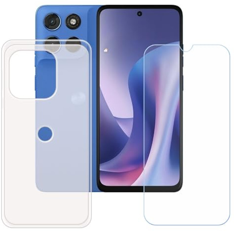 BMPNLSZ Funda para Motorola Moto G100S Screen Protector, Translúcido Suave Silicona TPU Canica Carcasa Caso Case + Cristal Templado Film Vidrio (6,72)