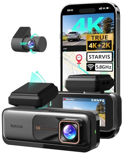 BOTSLAB 4K Dashcam Voiture Avant Arrière GPS, WiFi Caméra Voiture avec Carte SD 64GB,Camera Voiture Grand Angle 170°,ADAS,Vision Nocturne,WDR,G-Capteur,Mode Stationnement 24H (G980H-No Card)