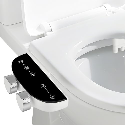 Nicht elektrischer Bidet Aufsatz für Toilette mit ausfahrbarer Doppel-Düse, regulierbarer Wasserdruck für Front & Heck Reinigung, Einfache Montage passend für Standard WC-Becken